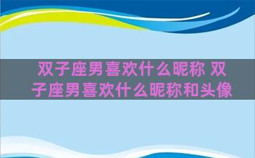 双子座男喜欢什么昵称 双子座男喜欢什么昵称和头像